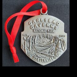 Carlsbad Caverns medal with a design printed in it