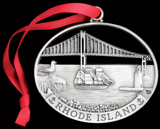 Rhode Island locket with a red ribbon