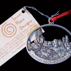 Snoppy rock sedona az medal with a red ribbon