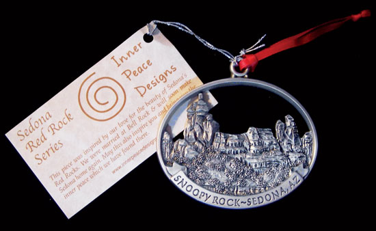 Snoppy rock sedona az medal with a red ribbon