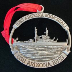 Pewter USS Arizona Memorial ornament.